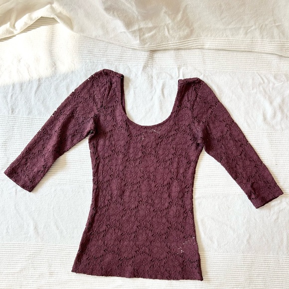 Urban Outfitters Pins and Needles Purple Lace Scoop Neck Top - Picture 2 of 14